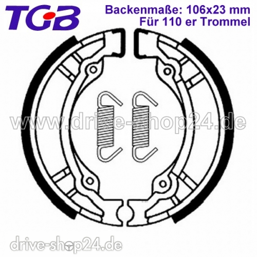 TGB Hawk, Hook 25-50 BREMSBACKEN Trommel Bremsbelge HINTEN