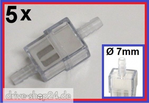 5x BENZINFILTER � 7 mm f�r Roller, Pocket Bike, KRAD, Quad, ATV