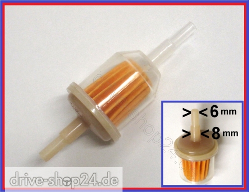 BENZINFILTER  6-8 mm fr Roller, Motorrad, Quad ATV, Kart, Auto